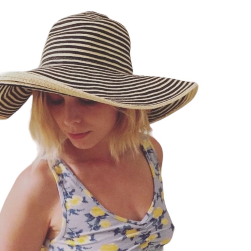 Forever 21 Striped Wide Brim Floppy Straw Hat